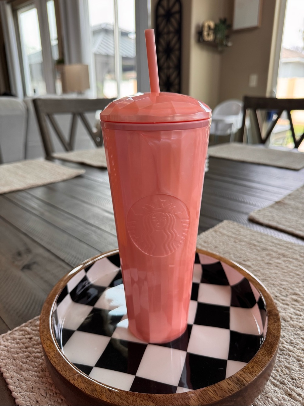 Starbucks Coral Pink Reusable Tumbler with Straw